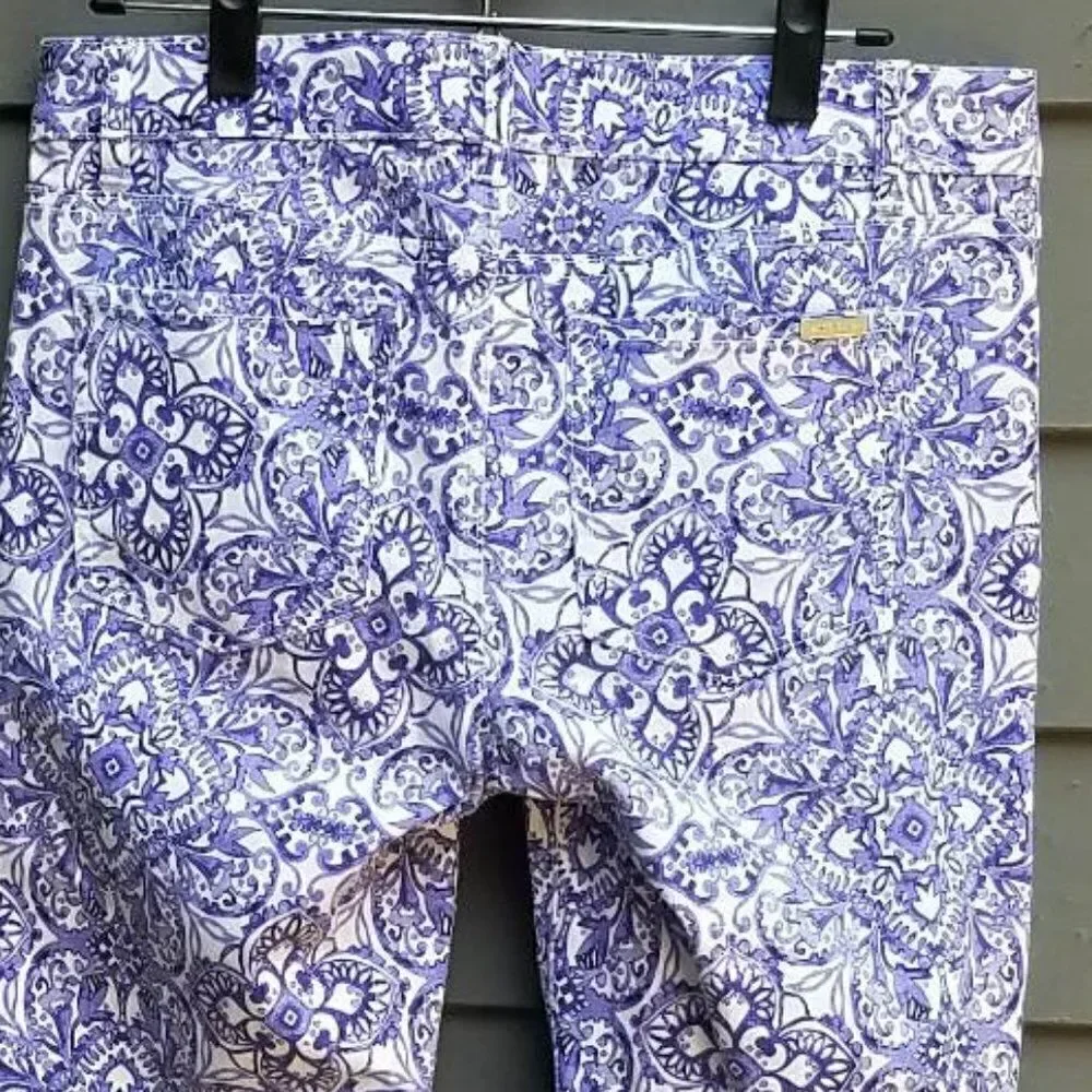 White House Black Market Blue White Slim Ankle Jeans Size 10R